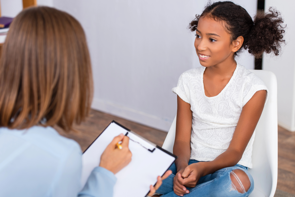a psychologist performing a psychological test